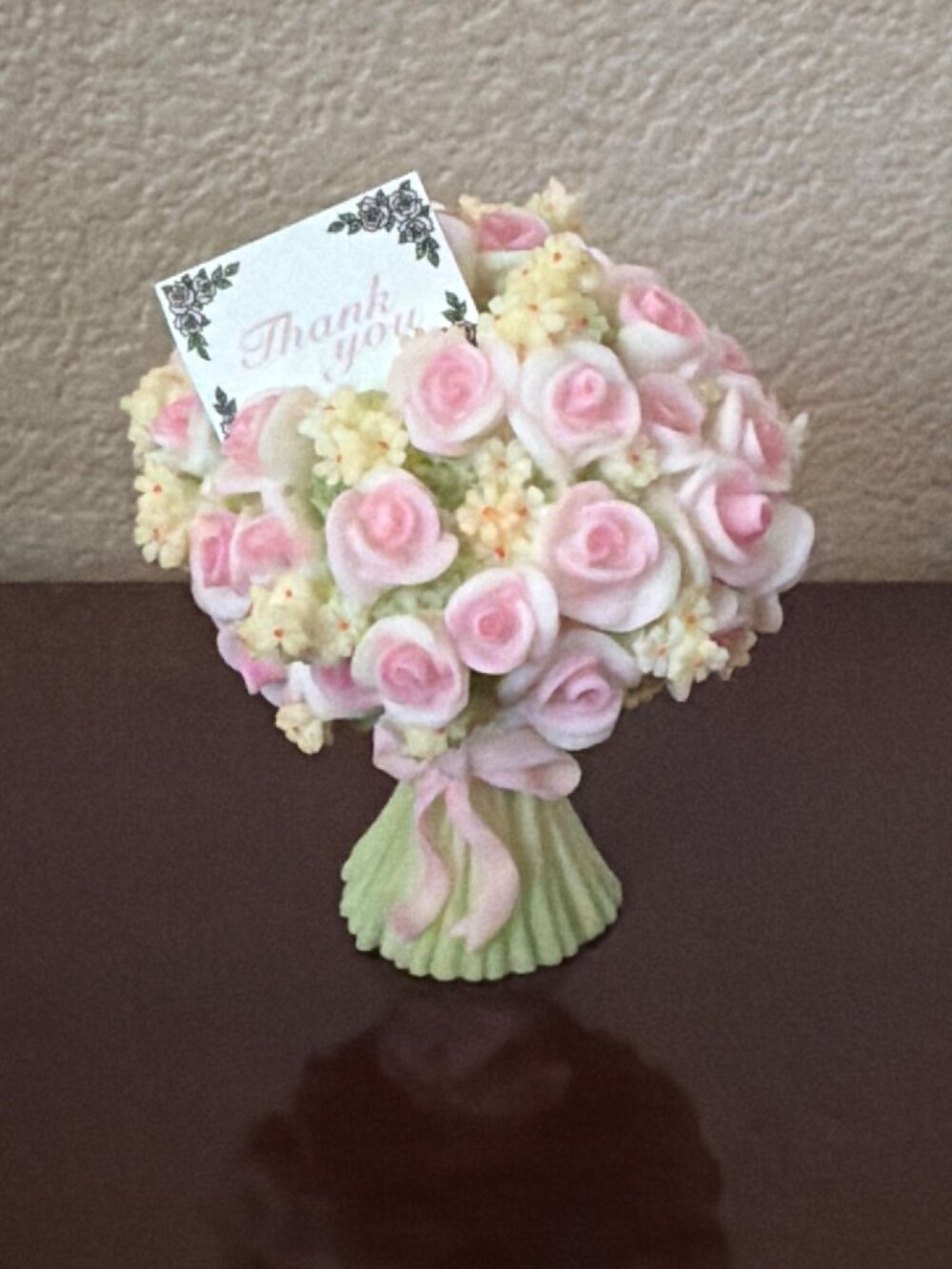 2001 Seraphim Classics Roman Inc Thank You Flower Bouquet Figurine Roses